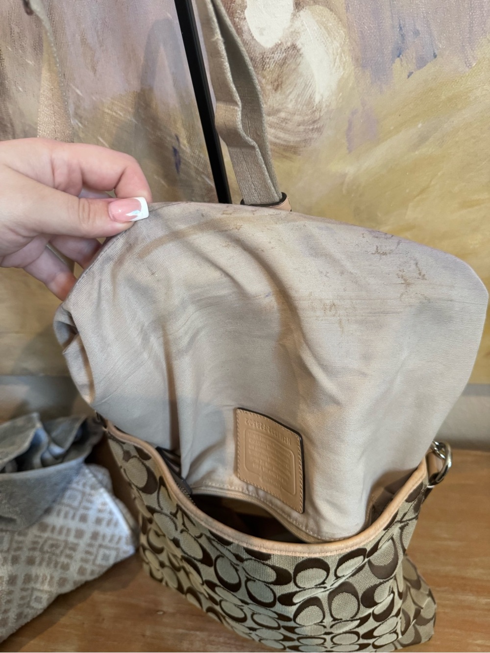 Y2KCoach Signature Canvas Crossbody with Pink Stripe - Picture 6 of 8